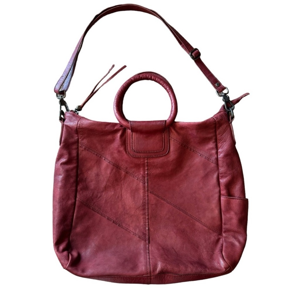 HOBO Leather Tote Bag in Deep Burgundy